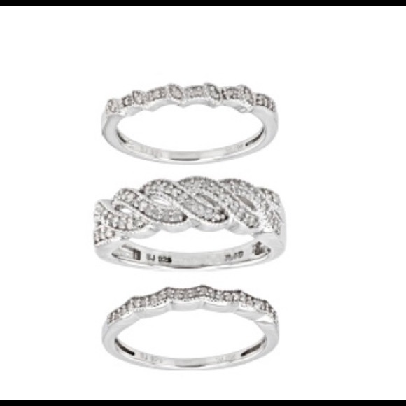 JTV Jewelry - Diamond Rings .25K Set of 3 Rings Set in Silver
